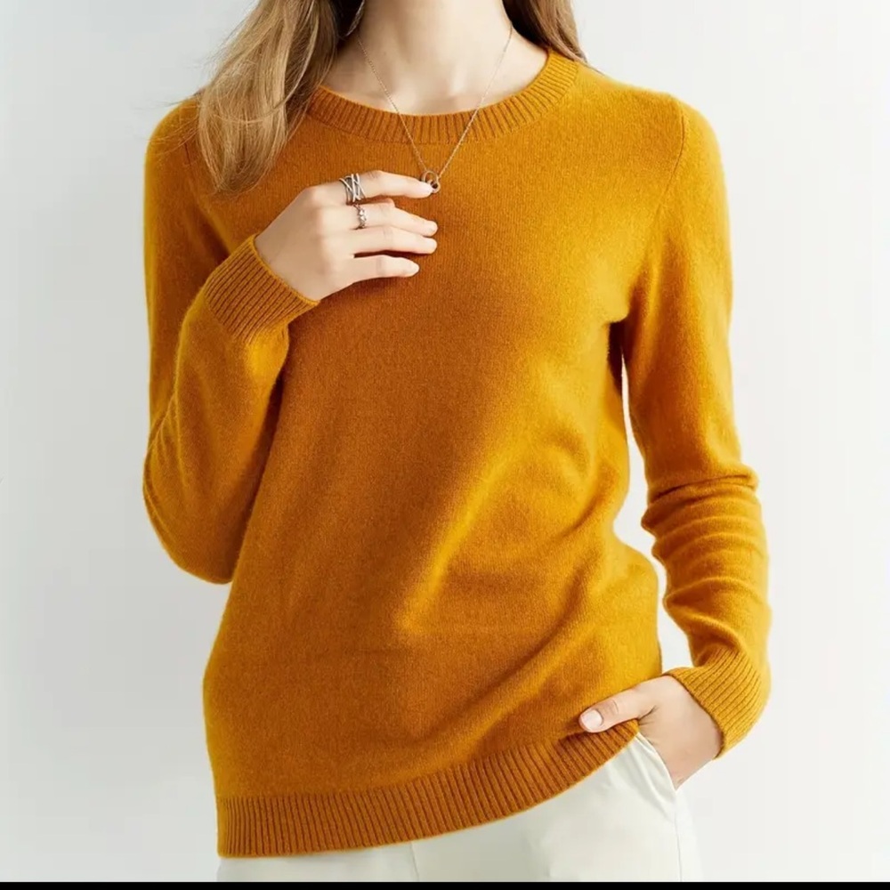 Classic Crewneck Women's Sweater in Mustard